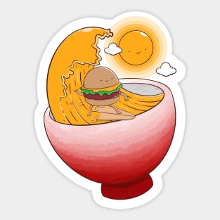 Burger Surfer in Ramen Bowl Sticker